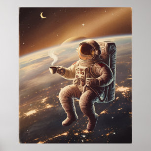 宇宙飛行士とコーヒー ポスター
