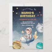 宇宙飛行士とジェット宇宙誕生日 招待状 (正面)