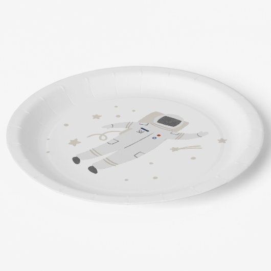 宇宙飛行士とスター宇宙誕生日パーティー ペーパープレート (アングル)