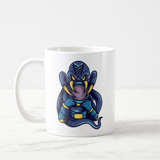宇宙飛行士とモンスターの戦い コーヒーマグカップ (左)