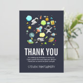 宇宙飛行士とロケットのパターンありがとうありがとう サンキューカード (スタンド正面)