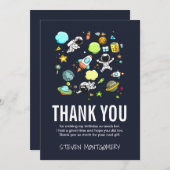 宇宙飛行士とロケットのパターンありがとうありがとう サンキューカード (正面/裏面)