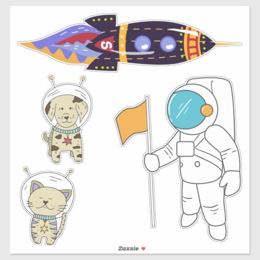 宇宙飛行士と友人 シール (シート)