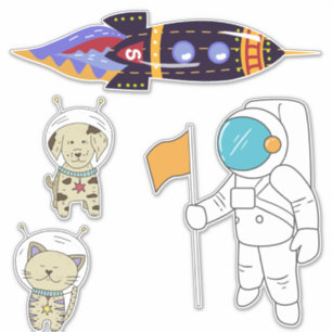 宇宙飛行士と友人 シール