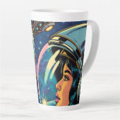 宇宙飛行士と地球外エイリアン カフェラテマグ (右アングル)