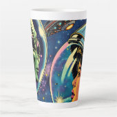 宇宙飛行士と地球外エイリアン カフェラテマグ (正面)