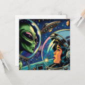 宇宙飛行士と地球外エイリアン カード (正面/裏面インサイチュ)