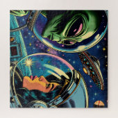 宇宙飛行士と地球外エイリアン ジグソーパズル (横)