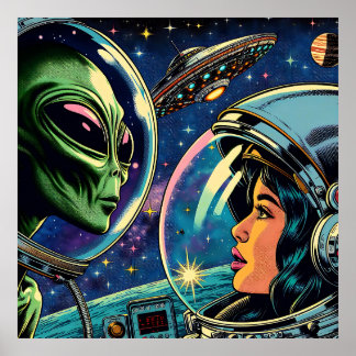 宇宙飛行士と地球外エイリアン ポスター