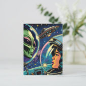 宇宙飛行士と地球外エイリアン ポストカード (スタンド正面)