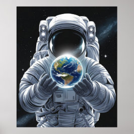 宇宙飛行士と地球 ポスター