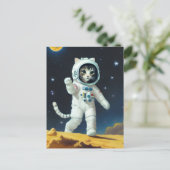 宇宙飛行士と宇宙の猫 ポストカード (スタンド正面)