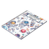 宇宙飛行士と宇宙スパイラル写真ノートブック ノートブック (左側)