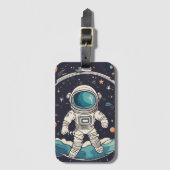 宇宙飛行士と宇宙テーマ ラゲッジタグ (正面縦)