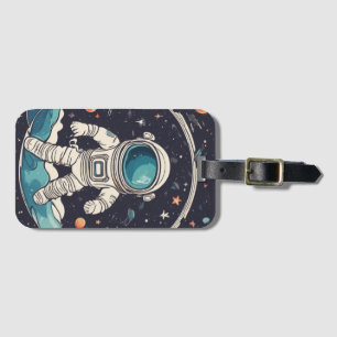 宇宙飛行士と宇宙テーマ ラゲッジタグ