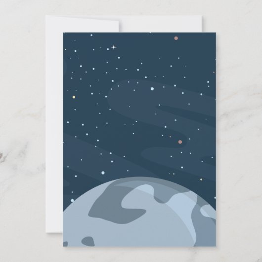 宇宙飛行士と宇宙飛行士の最初の誕生日の写真 招待状 (裏面)