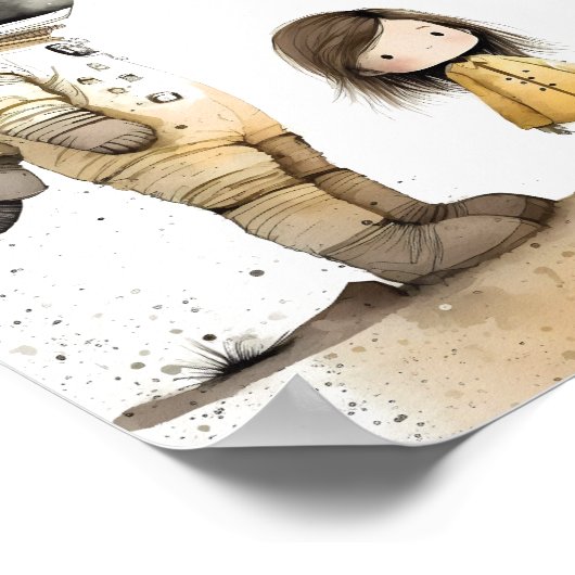 宇宙飛行士と少女のポスター ポスター (角)