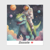 宇宙飛行士と恐竜の宇宙デザイン シール (シート)