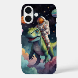宇宙飛行士と恐竜の宇宙冒険 iPhone 16ケース