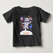 宇宙飛行士と惑星とロケット ベビーTシャツ (正面)