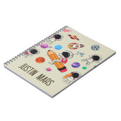 宇宙飛行士と惑星のカスタマイズ可能なノートブック 学校生活に最適 ノートブック (左側)