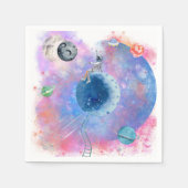 宇宙飛行士と惑星の誕生日パーティーテーマ スタンダードカクテルナプキン (正面)