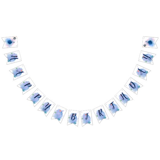 宇宙飛行士と惑星ハッピーバースデーのバンティングバナー バンティングフラッグ (全)