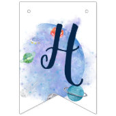 宇宙飛行士と惑星ハッピーバースデーのバンティングバナー バンティングフラッグ (第2の旗)