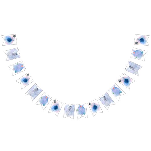 宇宙飛行士と惑星ハッピーバースデーのバンティングバナー バンティングフラッグ (全)