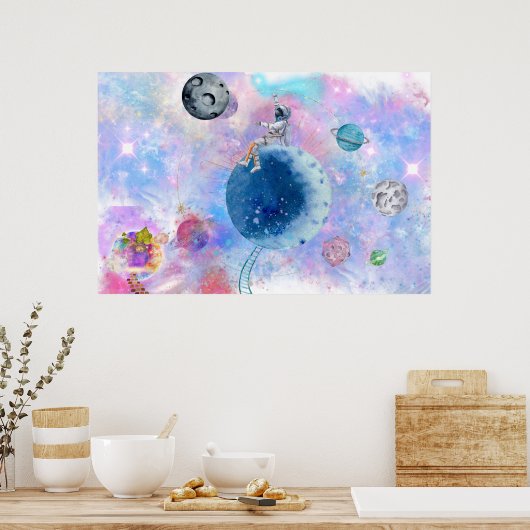 宇宙飛行士と惑星宇宙宇宙 ポスター (キッチン)