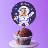 宇宙飛行士と星の宇宙写真 ラウンドシール