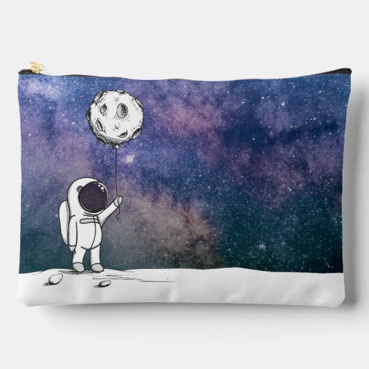 宇宙飛行士と月バルーンの宇宙星 アクセサリーポーチ (正面)