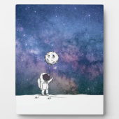 宇宙飛行士と月バルーンの宇宙星 フォトプラーク (正面)