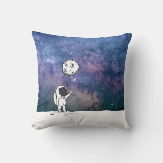 宇宙飛行士と月バルーン 宇宙 星 クッション (正面)