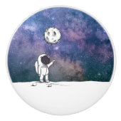 宇宙飛行士と月バルーン 宇宙 星 セラミックノブ (正面)