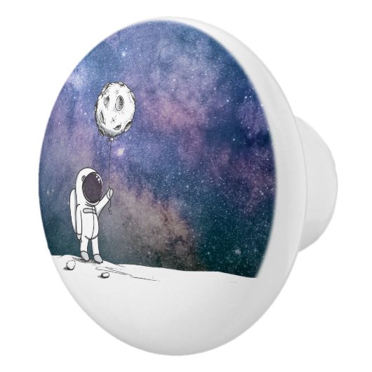 宇宙飛行士と月バルーン 宇宙 星 セラミックノブ (右)