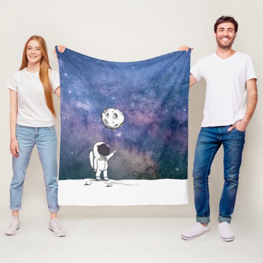 宇宙飛行士と月バルーン 宇宙 星 フリースブランケット (インサイチュ)