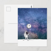 宇宙飛行士と月バルーン 宇宙 星 ポストカード (正面/裏面)