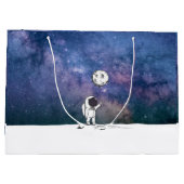宇宙飛行士と月バルーン 宇宙 星 ラージペーパーバッグ (裏面)