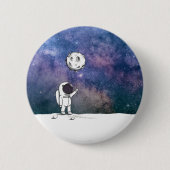 宇宙飛行士と月バルーン 宇宙 星 缶バッジ (正面)