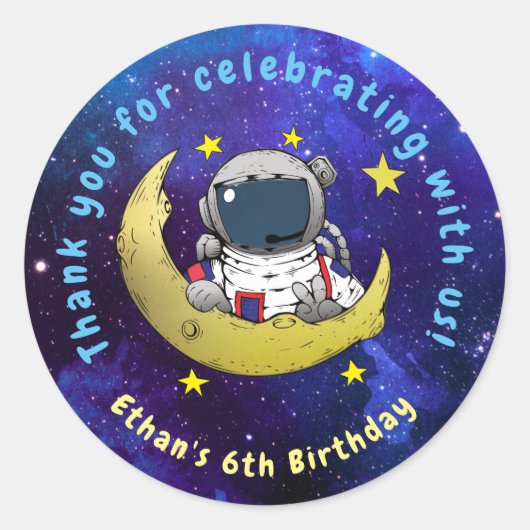 宇宙飛行士と月 ラウンドシール (正面)