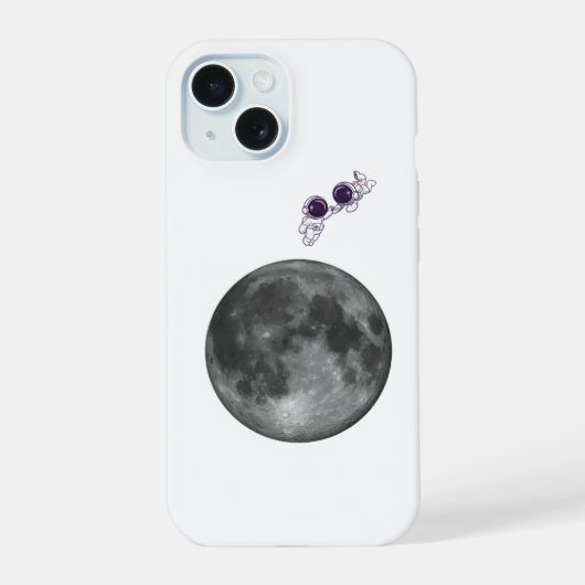 宇宙飛行士と月 iPhone / iPadケース iPhone 15ケース (裏面)