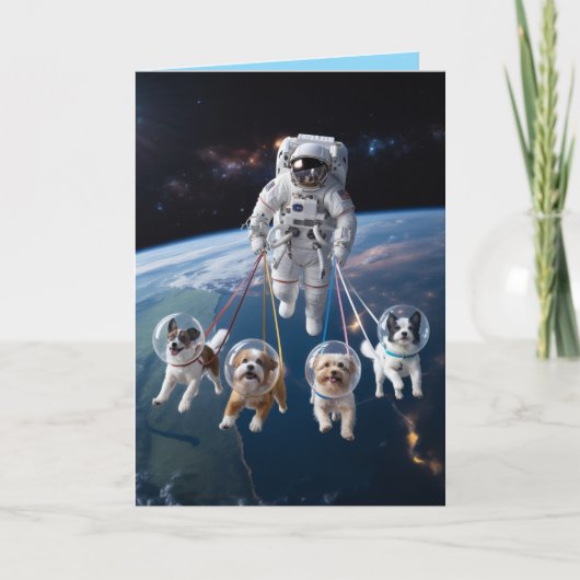 宇宙飛行士と犬のグリーティングカード シーズンカード (正面)