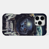 宇宙飛行士と短毛種の猫 iPhoneケース (裏面横)