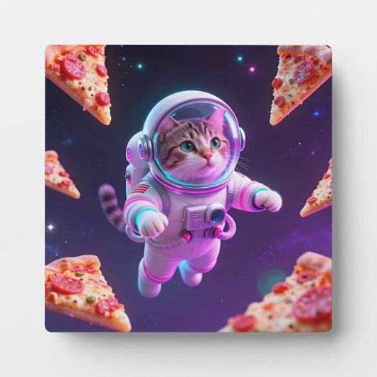 宇宙飛行士になった猫のピザ冒険 フォトプラーク (正面)