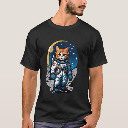 宇宙飛行士になった猫 キャットストラノート (#02) Tシャツ (正面)