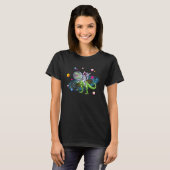 宇宙飛行士に乗られたスペースレックス恐竜の太陽系F Tシャツ (正面フル)