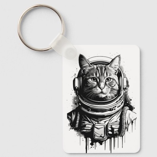宇宙飛行士ねこインクアート キーホルダー (正面)