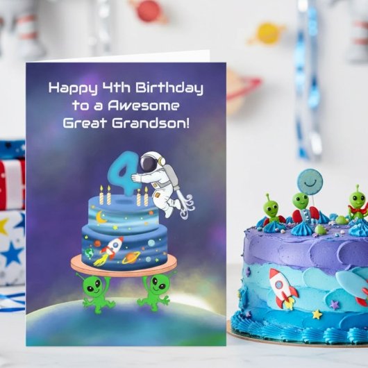 宇宙飛行士のお孫さんの4歳の誕生日おめでとう! カード