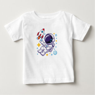 宇宙飛行士のかわいいデザイン ベビーTシャツ